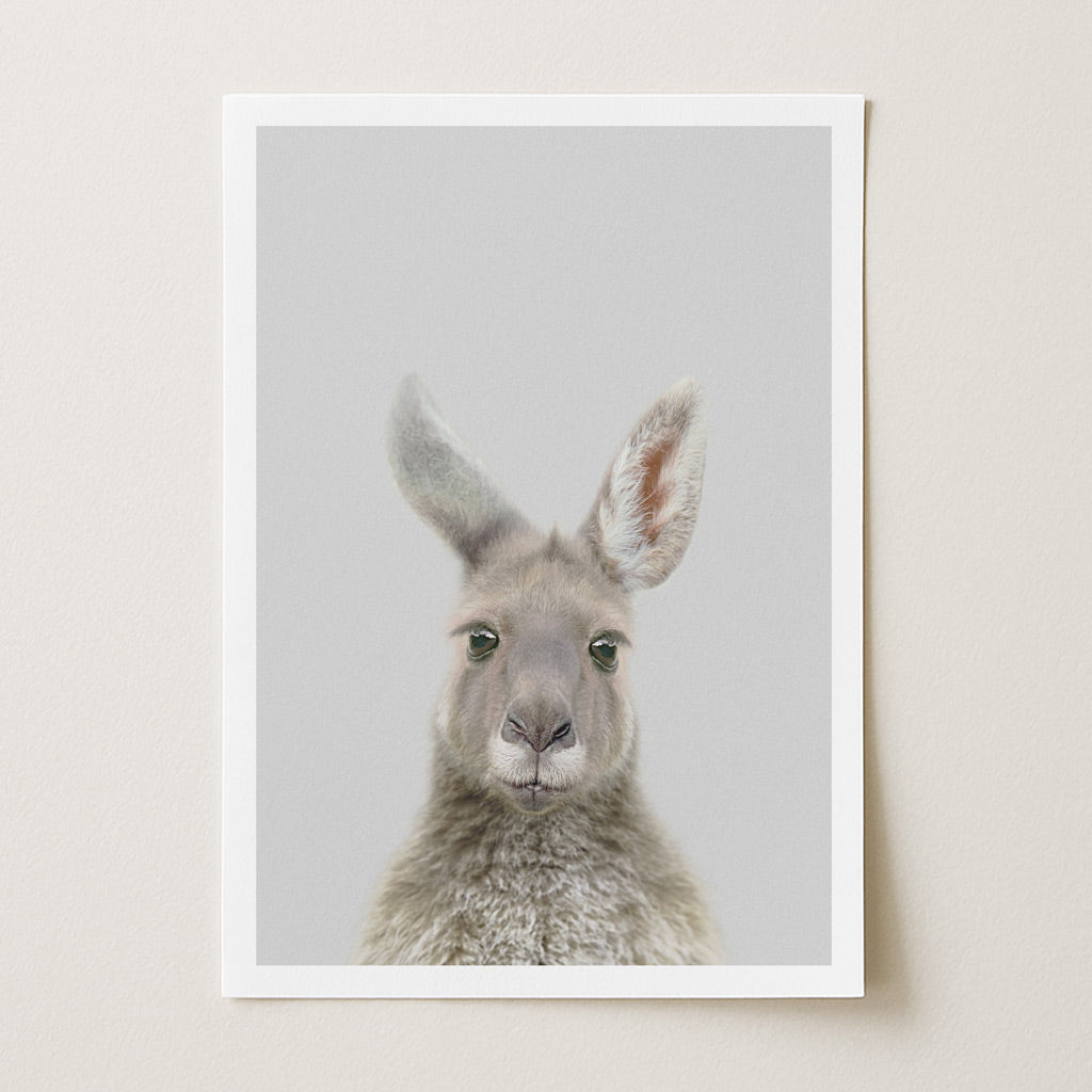 Young Kangaroo Nursery Print - Playful Australian Animal Wall Art for Kids