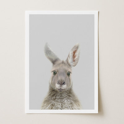 Young Kangaroo Nursery Print - Playful Australian Animal Wall Art for Kids