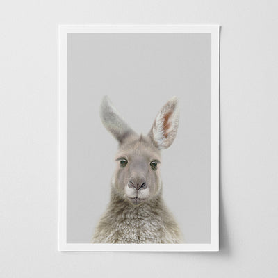 Young Kangaroo Nursery Print - Playful Australian Animal Wall Art for Kids